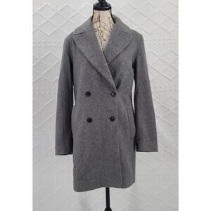 Zara Basic double breasted Gray wool coat womens Sz Small minimalistic classic